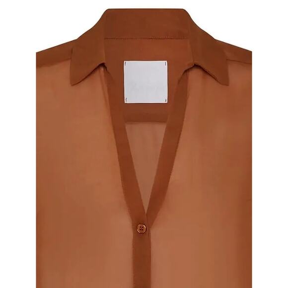 Paris Georgia Sheer Silk Blouse in Toffee XS - Picture 2 of 2